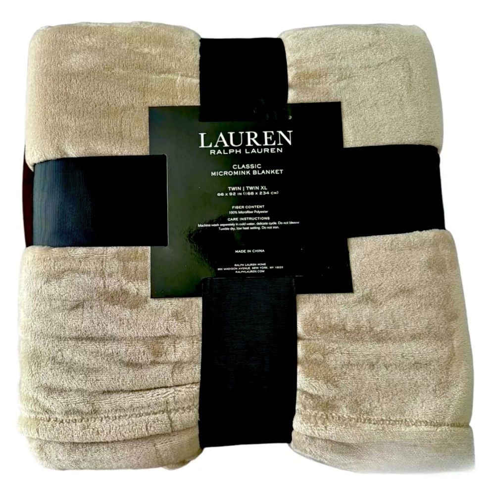 Lauren Ralph Lauren Twin/Twin XL Beige Micromink blanket